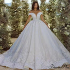 Off-Shoulder Transparent Tulle Bridal Wedding Gown