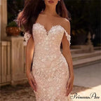 Off-Shoulder Transparent Tulle Bridal Wedding Gown