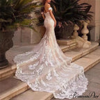 Off-Shoulder Transparent Tulle Bridal Wedding Gown