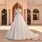 Off-Shoulder V-Neck Wedding Gown