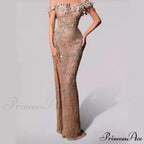Off-the-shoulder Cutout Bandeau Full Length Prom Gown