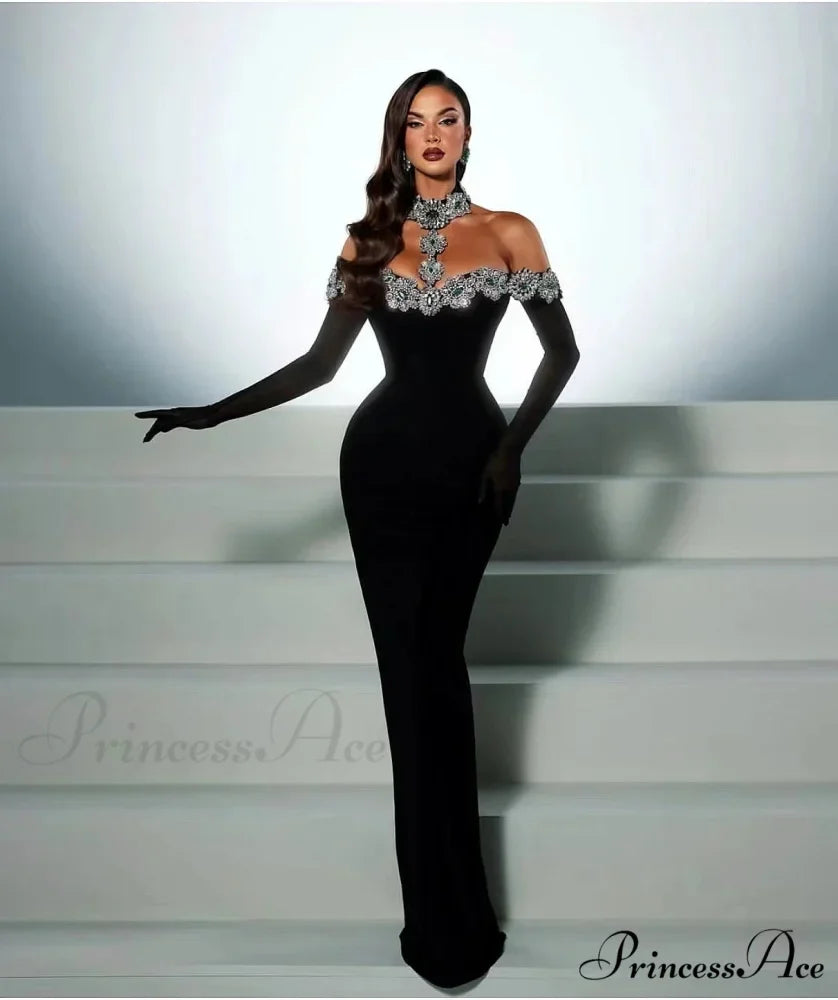 Off-The-Shoulder Halter Ankle-Length Party Dress