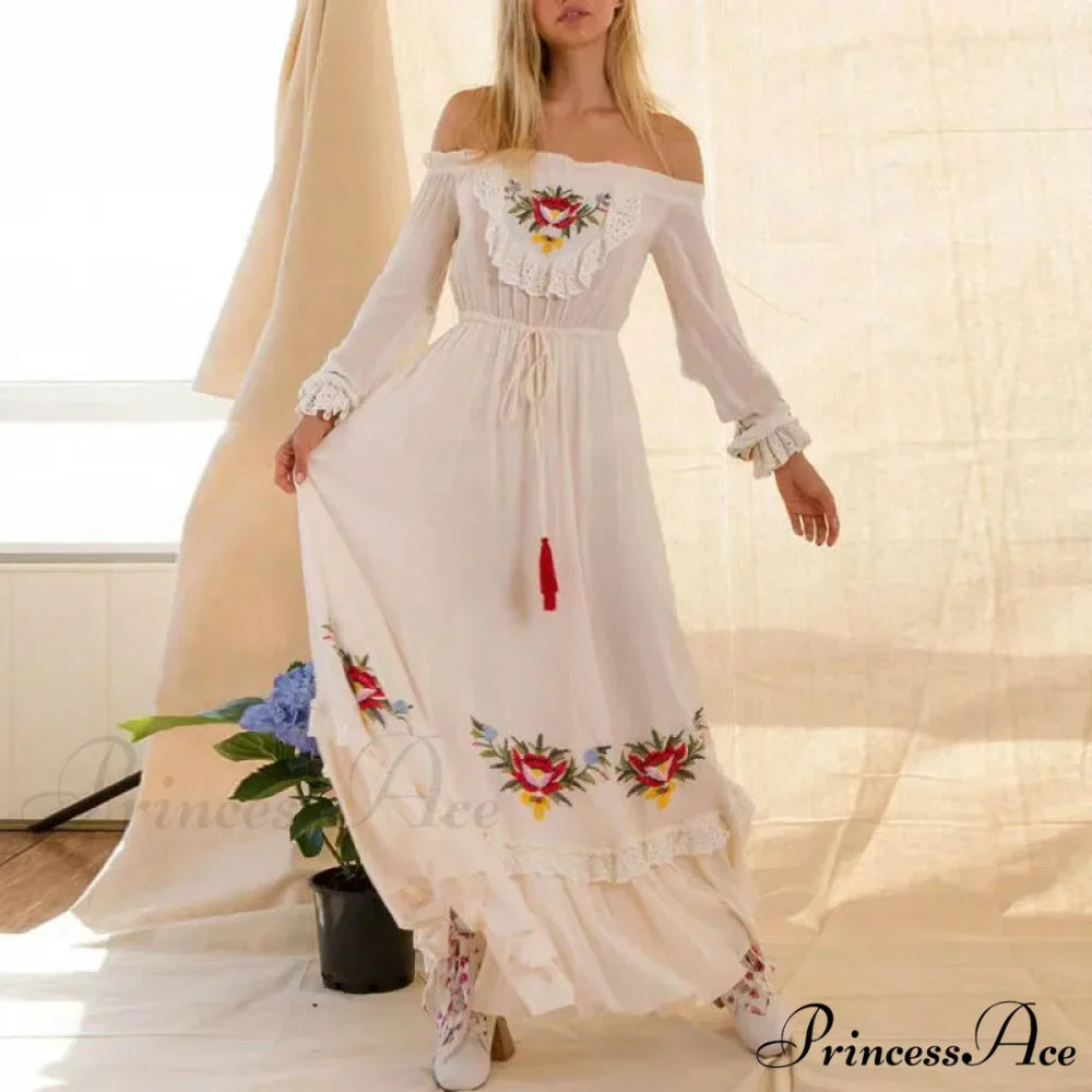 Off The Shoulder Lace Long Dress