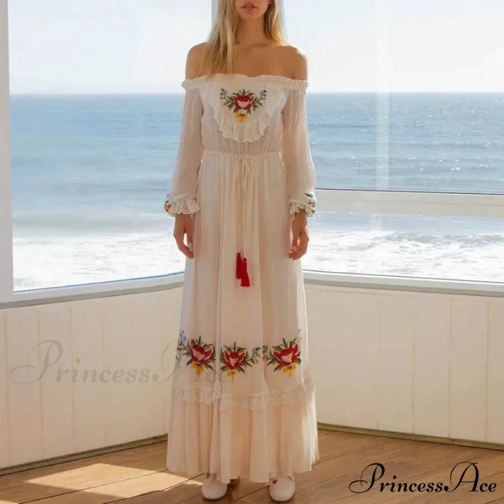 Off The Shoulder Lace Long Dress