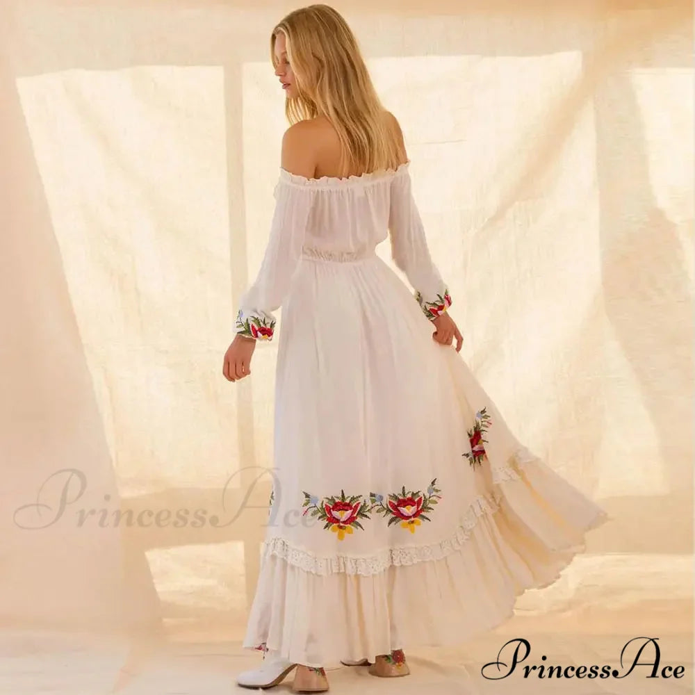 Off The Shoulder Lace Long Dress