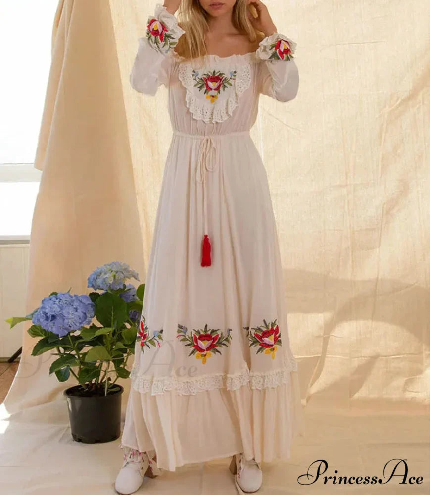 Off The Shoulder Lace Long Dress