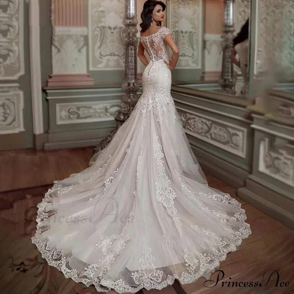 Off-The-Shoulder Lace Mermaid Bridal Gown