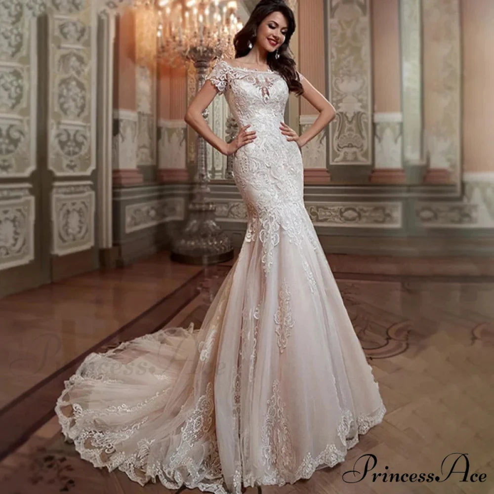 Off-The-Shoulder Lace Mermaid Bridal Gown