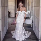 Off-The-Shoulder Lace Mermaid Bridal Wedding Gown