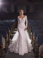 Off-The-Shoulder Lace Mermaid Bridal Wedding Gown