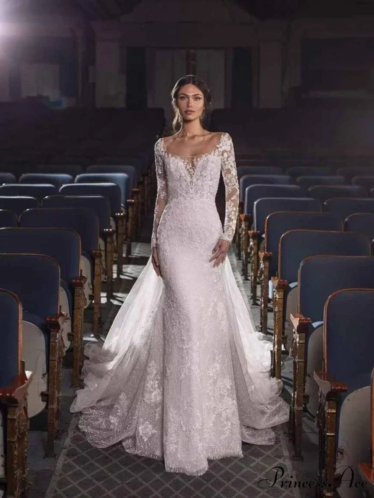 Off-The-Shoulder Lace Mermaid Bridal Wedding Gown