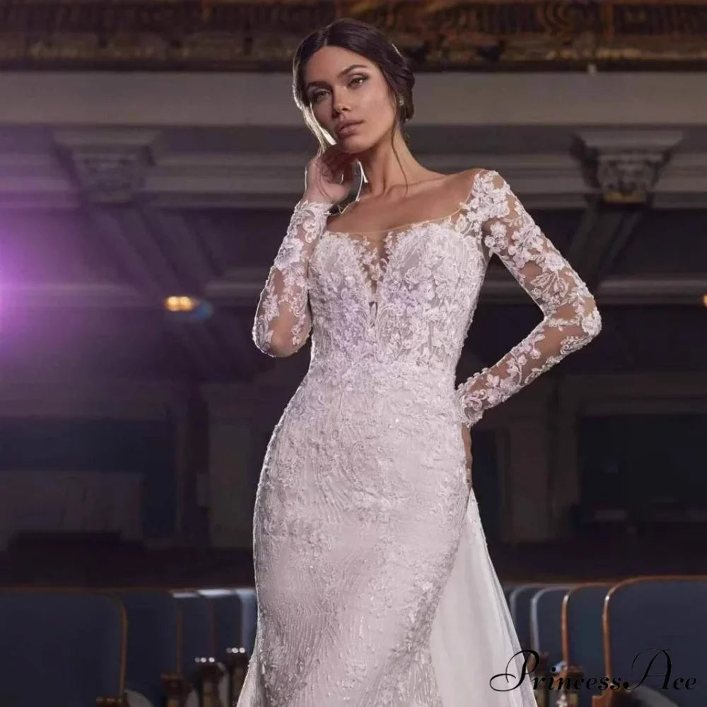 Off-The-Shoulder Lace Mermaid Bridal Wedding Gown