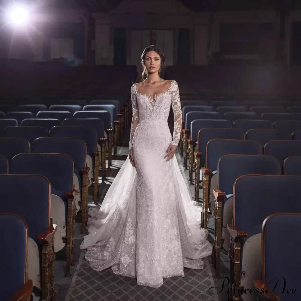 Off-The-Shoulder Lace Mermaid Bridal Wedding Gown