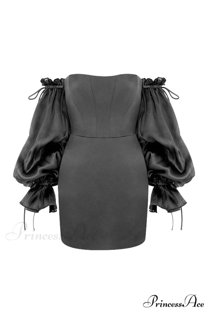 Off-the-Shoulder Mini Dress with Bell Sleeves