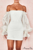 Off-the-Shoulder Mini Dress with Bell Sleeves
