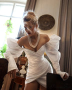 Off-the-Shoulder Ruffled Short Party Dress