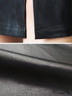 Office Lady Black PU Leather Skirt