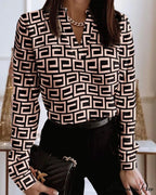 Office Lady Chain Printed Pullover Blouse