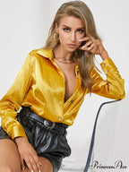 Office Lady Fashion Satin Blouse