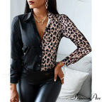 Office Lady Print Button Shirts