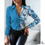 Office Lady Print Button Shirts