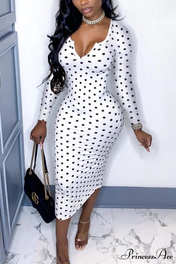 Office Lady Skinny Long Sleeve Dress