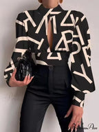 Office LadySlim Stand Collar Long Sleeve Blouse