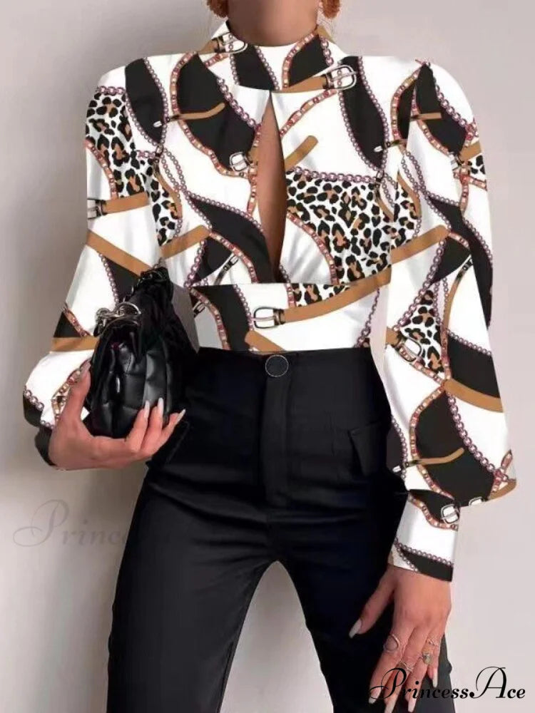 Office LadySlim Stand Collar Long Sleeve Blouse