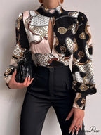 Office LadySlim Stand Collar Long Sleeve Blouse