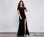 Olivia Formal Velvet Charming Off-The-Shoulder Maxi Dress