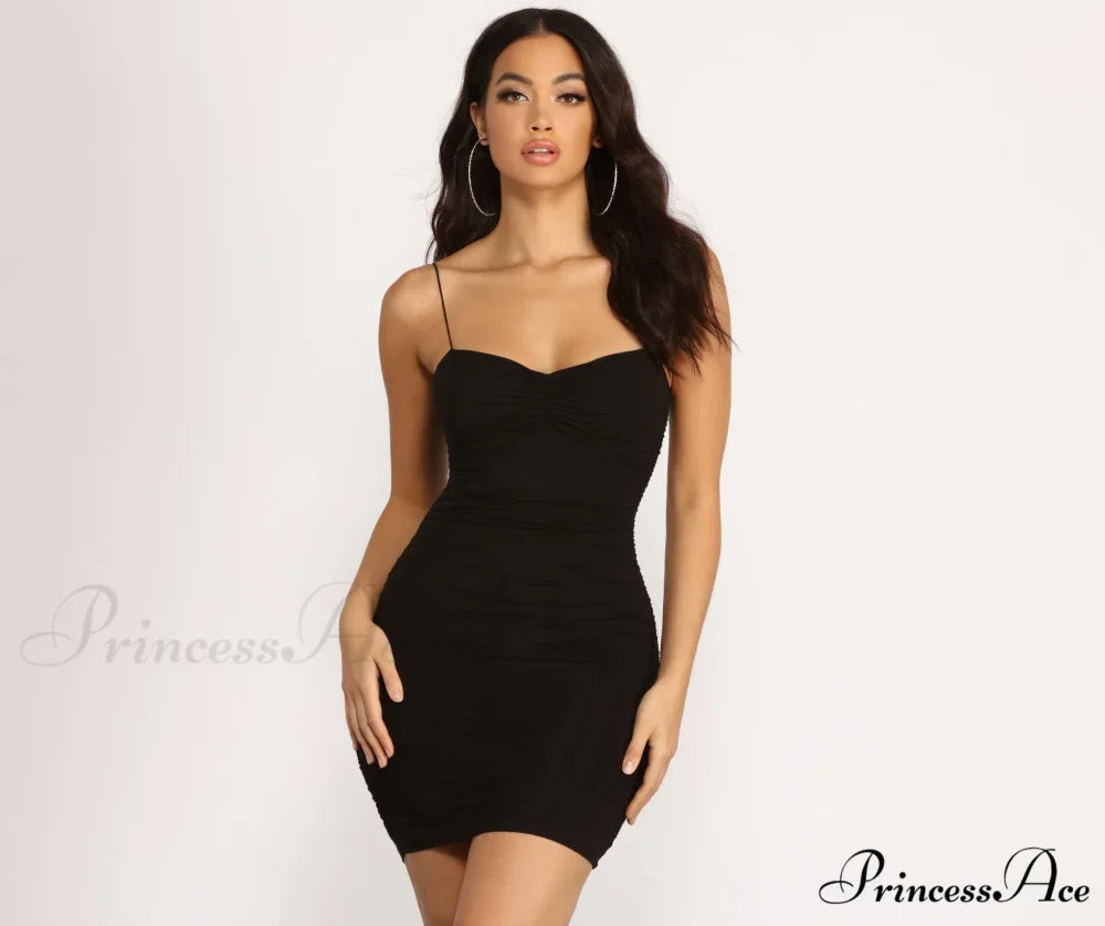 On My Level Charming Ruched Mini Dress