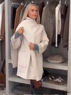 One Buckle Woolen Asymmetrical Coat