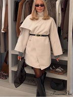 One Buckle Woolen Asymmetrical Coat