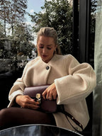 One-Button Woolen O-neck Coat