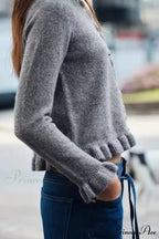 One Buttoned Frilled Circular Neck Cardigan