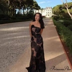 One Shoulder Mesh Maxi Party Dress