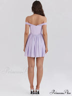 One-Shoulder Net Pleated Mini Dress