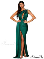 One-Shoulder Satin Hollow Out Party Dress