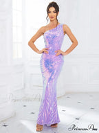 One-Shoulder Sequined Party Dress