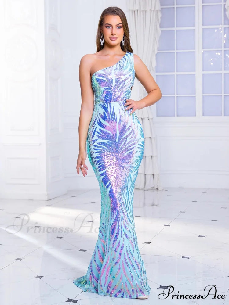One-Shoulder Sequined Party Dress