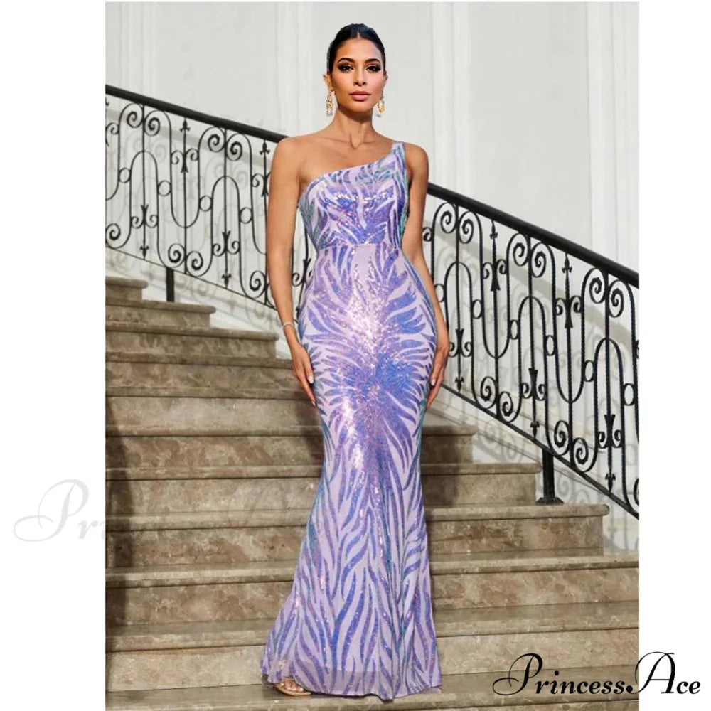 One-Shoulder Sequined Party Dress