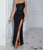 One Shoulder Sequins Party Dress