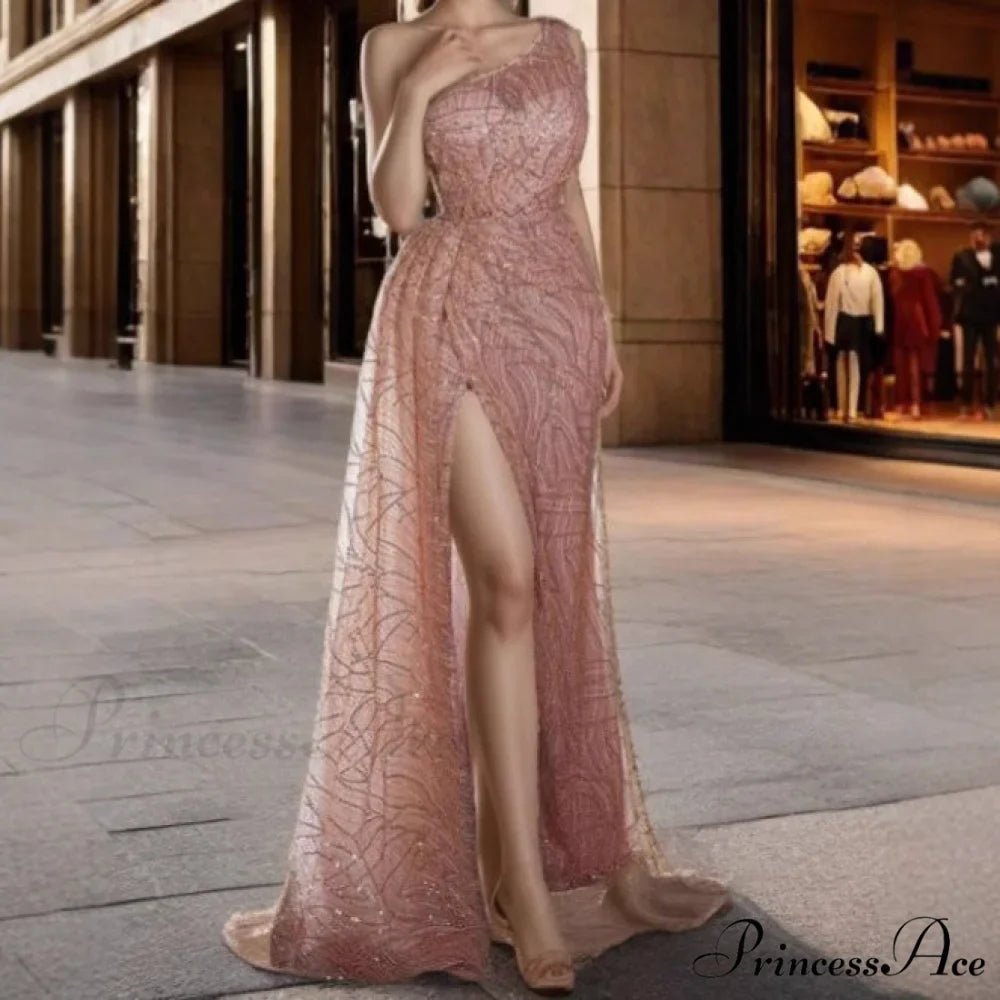 One Shoulder Sparkling Long Gown Formal Gown