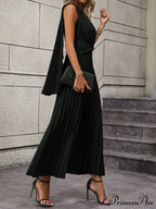 One Shoulder Twist Front Pleated Hem Dress