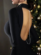 Open Back Chain Bodycon Party Dress