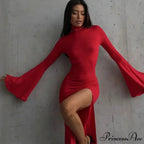 Open Back Split Maxi Dress