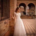 Open Back Transparent Tulle Bridal Gown