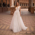 Open Back Transparent Tulle Bridal Gown