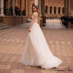 Open Back Transparent Tulle Bridal Gown