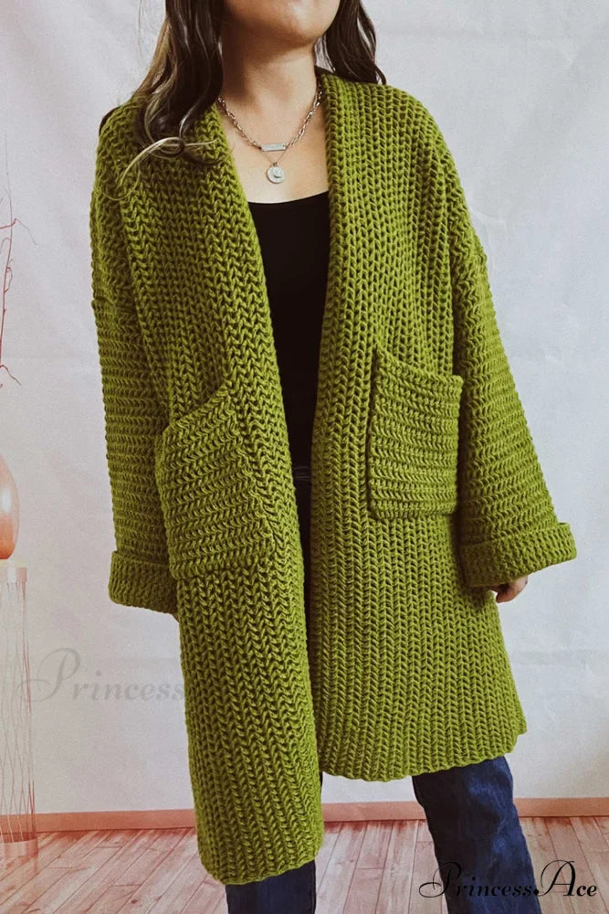 Open Front Cardigan with Large Pockets